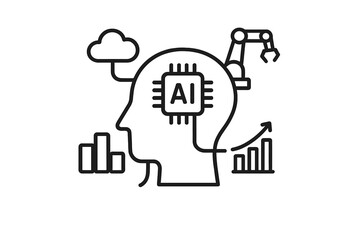 Artificial intelligence concept using machine learning and robotic automation process isolated