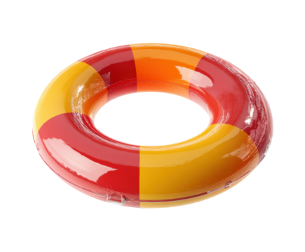 Colorful pool float for summer fun and relaxation on a transparent background, cut out