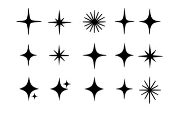 Sparkling celestial bodies cartoon vector icons isolated on White Background