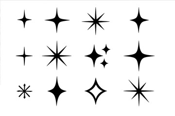 Different sparkle and shine shapes in a cartoon vector illustration icon isolated on white