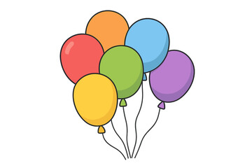 Bunch of colorful balloons cartoon vector illustration icon isolated on white © icon_art