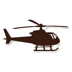 Graphic image of a modern helicopter silhouette set against a white background
