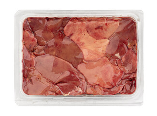 Raw Chicken Liver isolated on white background
