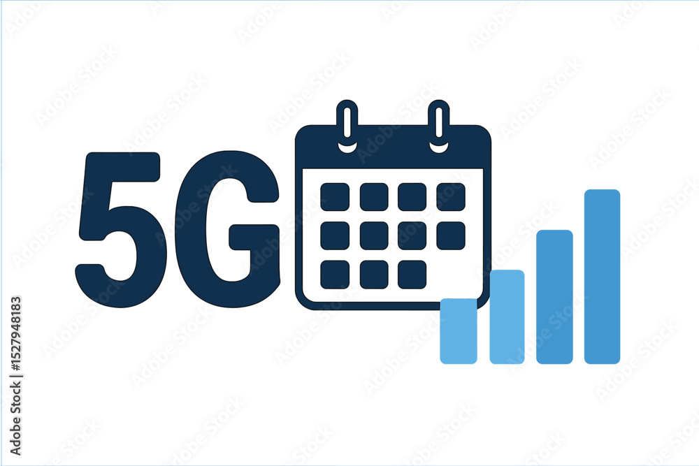Poster 5g technology rollout schedule and network performance vector icon for internet and communication