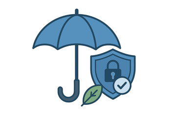 Umbrella shield leaf graphic shows security guarantee and environmental protection