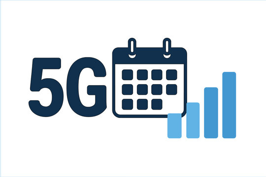 5g technology rollout schedule and network performance vector icon for internet and communication