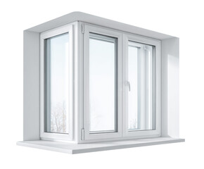 Modern double window design for contemporary spaces on a transparent background, cut out