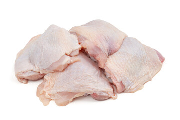 Raw chicken leg quarters, isolated on white background. 