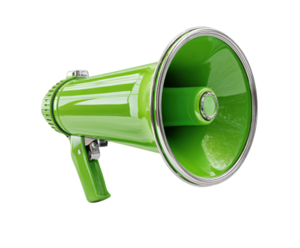 Green megaphone for events and announcements in outdoor settings