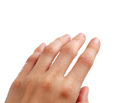 Fresh moisture on hand after washing with water