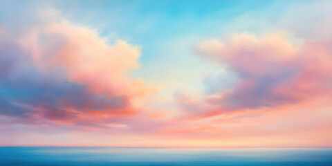 Serene abstract sky with gentle brushstrokes forming soft horizon.