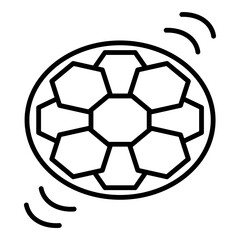 Fototapeta premium Line art illustration of a spherical sports ball, defined by its iconic pattern of outlined hexagonal and pentagonal panels. The overall form captures the essence of a soccer or football, with subtle 