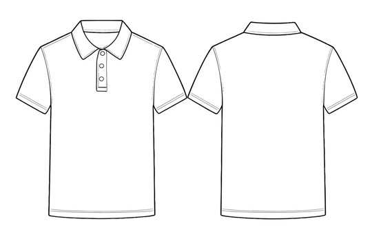 Polo shirt design template showing front and back views vector illustration