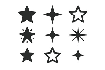 Various star shapes and designs set as icon cartoon vector illustration isolated on White Background