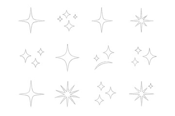 Sparkle and shine icons collection, vector art featuring various starburst and sparkle graphic designs