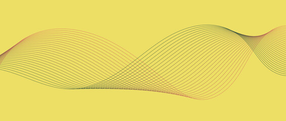 Abstract wave lines in red-green gradient on minimalist background. Futuristic and dynamic look, perfect for tech, digital, and modern design projects.