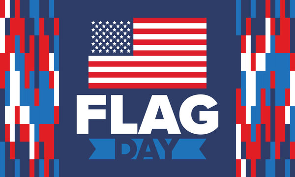 National Flag Day in United States. Holiday celebrated annual June 14 in USA. Patriotic style design with american flag. Poster, greeting card, banner and background. Vector illustration
