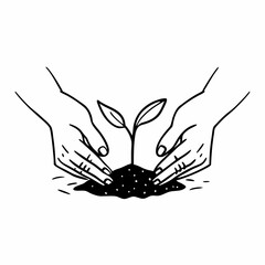 Hands Nurturing Growing Plant Seedling Icon

