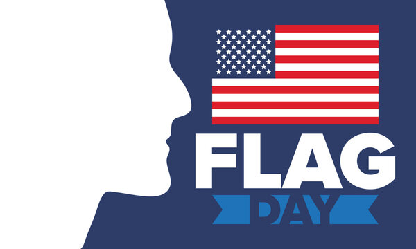 National Flag Day in United States. Holiday celebrated annual June 14 in USA. Patriotic style design with american flag. Poster, greeting card, banner and background. Vector illustration