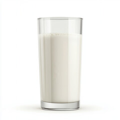 Fresh milk in clear glass on white background, perfect for healthy drink.