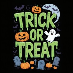 Spooky Fun: Vibrant Dripping TRICK OR TREAT Halloween Typographic Art Print