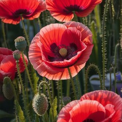 Whispers of Bloom: Luminous Red Poppies in Dreamy Bokeh Elegance