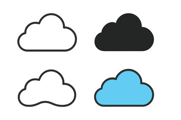 Isolated cartoon clouds collection showing different styles and colors