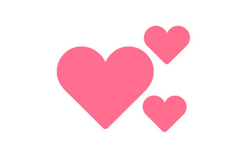 Pink hearts of varying sizes are displayed on a white background, forming a cute cartoon illustration