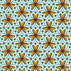 Obraz premium Seamless floral fabric pattern featuring elegant, hand-drawn flowers in a soft, romantic style.