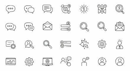 Vector set of web and mobile icons for business communication and social media