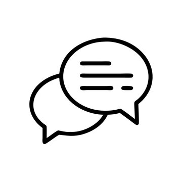 Simple line icon with two speech bubbles, representing messaging, communication, or live chat interfaces.

