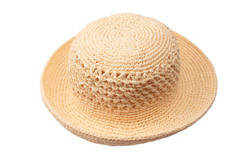 Straw summer hat with isolated on white background.
