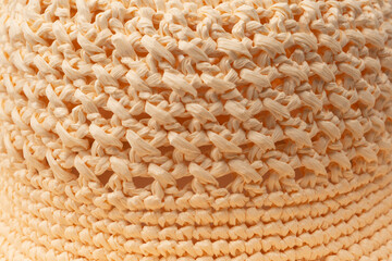 Straw summer hat with isolated on white background.