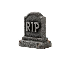 An isolated tombstone with the inscription "RIP" on a black background.