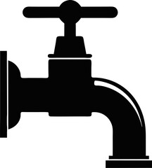 water tap isolated on white silhouette, 