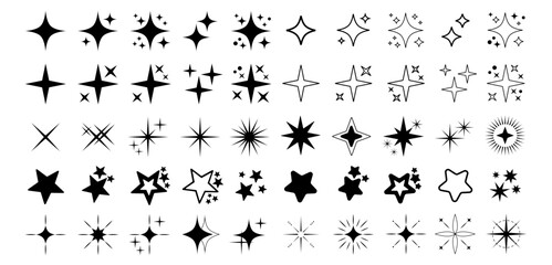 Obraz premium Sparkle star icons set. Shine icons collection. Stars sparkles vector illustration