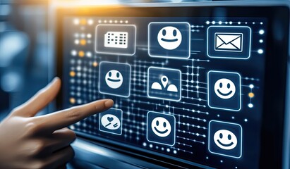 Interactive digital interface with customer feedback icons