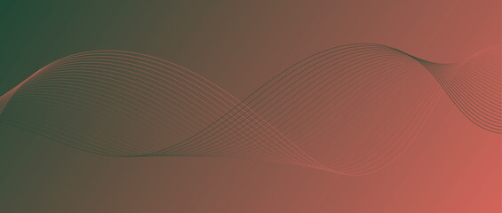 Abstract wave lines in red-green gradient on minimalist background. Futuristic and dynamic look, perfect for tech, digital, and modern design projects.