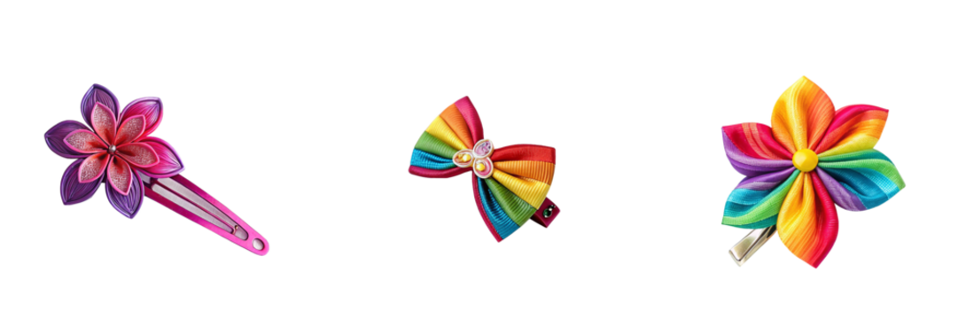 Set of A Colored hair clip isolated on a transparent background - Powered by Adobe