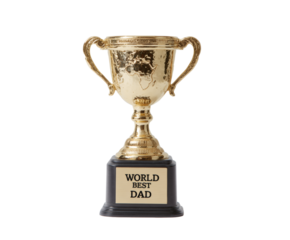 A gold trophy awarded to the world's best dad, celebrating fatherhood.