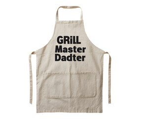 A beige apron with the words 'Grill Master Dadter' printed in bold black.