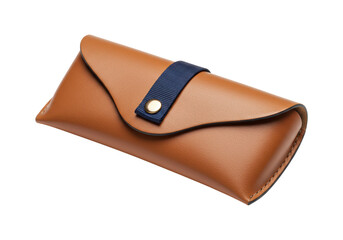 Isolated Brown Leather Eyeglasses Case