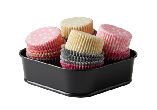 Isolated Assorted Cupcake Liners in Container