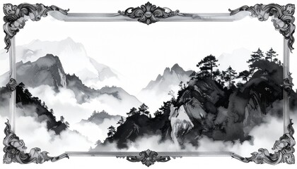 額縁のある風景素材