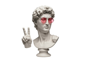 Isolated David Bust with Sunglasses and Peace Sign