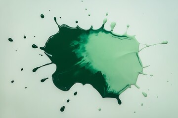 Abstract Green Paint Splash on White Background
