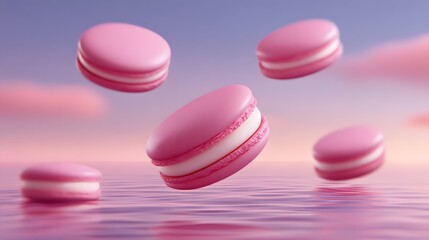 Obraz premium Floating on a tranquil pink ocean