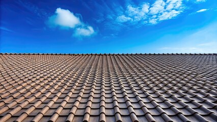 Fototapeta premium Long Exposure Photography: Blue Sky Slate Roof, Architectural Roof Tiles, Rooftops, Slate Roofing, Building Exterior, Roofing Texture, Skyline, Architectural Detail, Natural Light Photography
