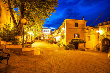 Dobrinj, Krk island. Hill town of Dobrinj on Krk island evening street view