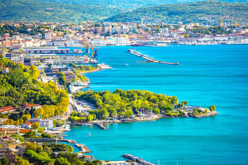 Trieste, Italy. Aerial view of Trieste coastline view